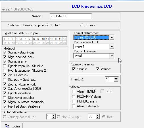 SATEL VERSA 47 Obr. 13. Programovanie nastavení klávesnice v programe DLOADX (príklad konfigurácie). 7.