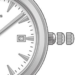 NASTAVENIE ČASU VŠEOBECNÉ INFORMÁCIE 341 Model s hodinovou a minútovou ručičkou 2-polohová korunka Platí pre všetky hodinky, ktoré nie sú uvedené v tabuľke ekvivalentov 334-335.