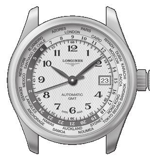 346 L635 24 časových pásiem Samonaťahovacie hodinky Spôsob používania hodiniek Longines 24 časových pásiem Vytiahnite korunku do polohy 3. Sekundová ručička sa teraz zastaví.