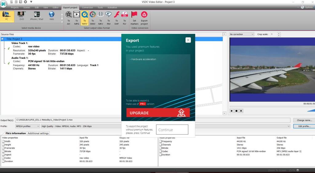 Export hotového videa: VSDC dokáže exportovať video v rôznych formátoch, podľa toho, kde to chceme uložiť.