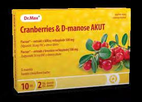 Rastlinné extrakty Cranberries & D-manose 30 tbl Prípravok Cranberries & D-manose obsahuje Pacran, výťažok z celých plodov severoamerických brusníc veľkoplodých (Vaccinium macrocarpon), D-manózu,