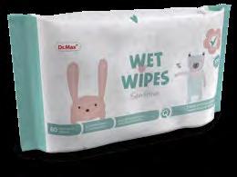 WET WIPES Sensitive 80 utierok Mäkké detské vlhčené utierky s pantenolom na mimoriadne šetrné čistenie citlivej detskej pokožky.