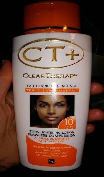 1637/18 názov: Clear Therapy, extra lightening lotion carrot oil výrobok na zosvetlenie pokožky značka: CT+ výrobná dávka: neuvedená, čiarový kód: 6 181100