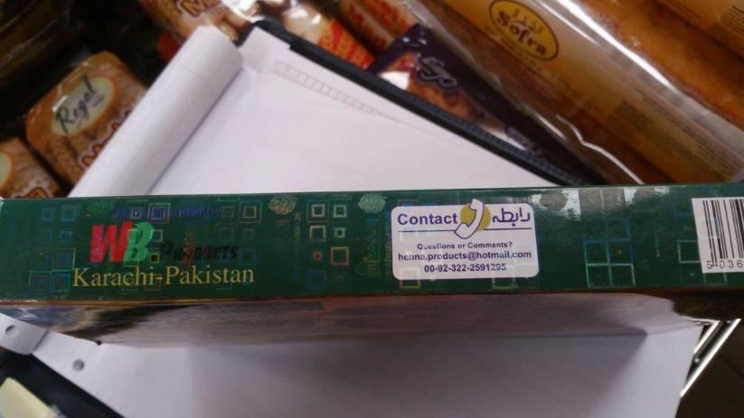čiarový kód: 3574641063016 krajina pôvodu: Pakistan výrobca: WB Products, Karachi-Pakistan