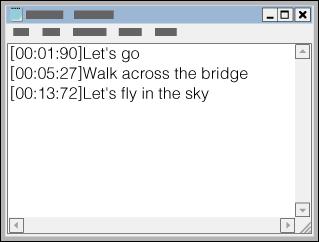 Pridanie informácií o textoch skladieb pomocou počítača Môžete zadať text do textového súboru (súbor LRC). Preneste do prehrávača textový súbor (súbor LRC) aj hudobný súbor.