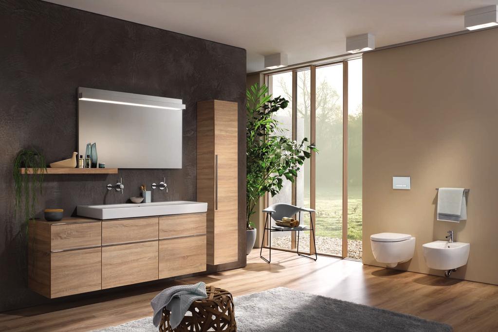 KÚPEĽŇOVÁ SÉRIA GEBERIT ICON KÚPEĽŇOVÝ NÁBYTOK Kúpeľňový nábytok Geberit icon ponúka flexibilné možnosti kombinácií. ZRKADLO Zrkadlo Geberit icon je zladené s čistými líniami celej série.